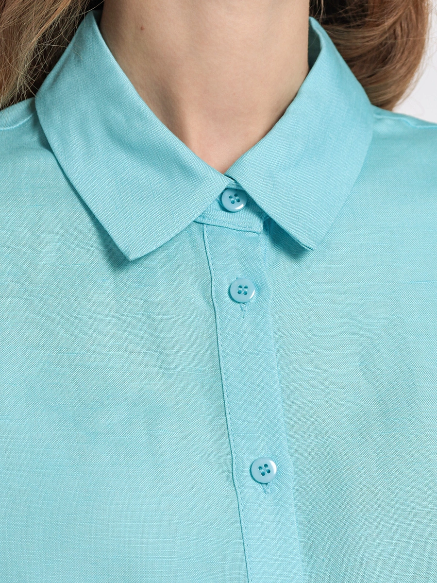 Голубая блуза оверсайз из смеси льна и вискозы